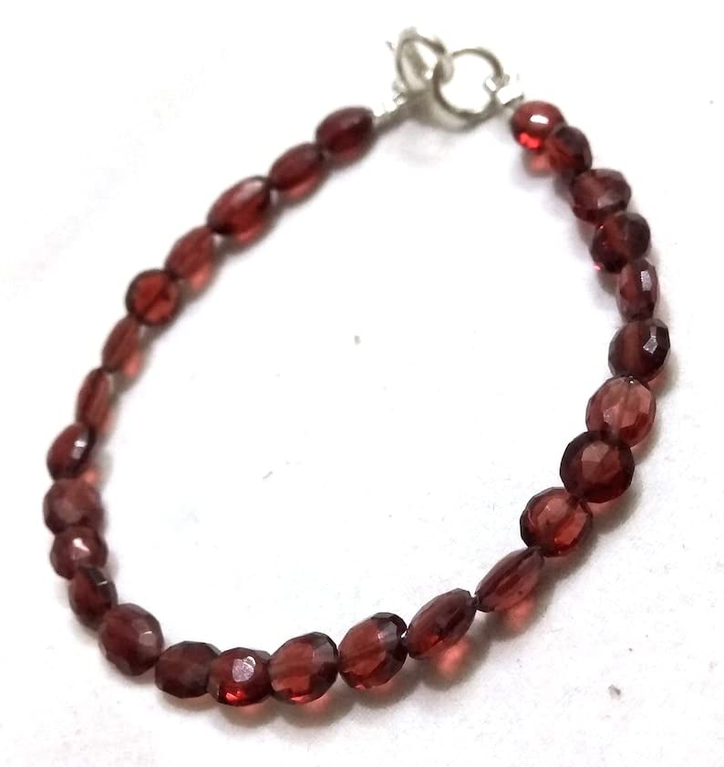 Bracelet grenat facetté ovale 4-6mm LKBEADS et argent mixte LCBR-3105 - 2