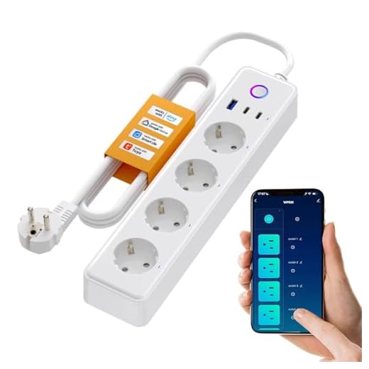 MIUCDA Smart WLAN Steckdosenleiste mit 4 Steckdosen 10A, 1 USB und 2 Type-C Anschlüsse Mehrfachsteckdose einzeln schaltbar kompatibel mit Alexa, Google Assistant, Smart Life, Tuya Fernzugriff, 1,5M