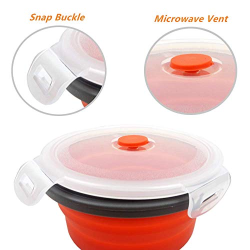 Cartints 800Ml Silicone Collapsible Food Storage Containers-Prep/Storage Bowls With Lids - Round Silicone Lunch Containers - Microwave And Freezer Safe Set Of 5 #TOP5