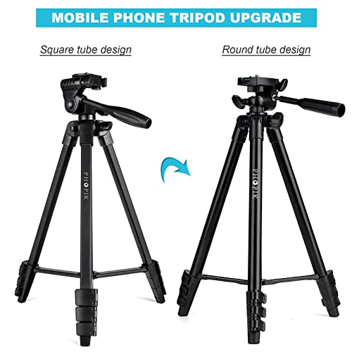 55" Phone Tripod, PHOPIK Aluminum Extendable Tripod Stand with Shutter, Carrying Bag, Compatible with iPhone/Android/Sport Camera&Insta 360 x5 Perfect for Video Recording/Selfies/Live Stream/Vlogging by PHOPIK - Used condition - Image 6