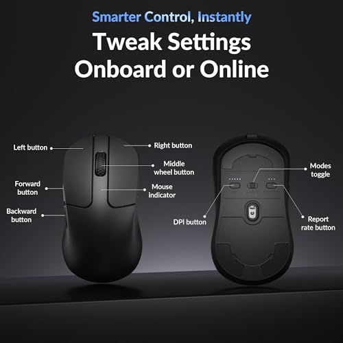 Image of Keychron M3 Mini 8K Wireless Gaming Mouse, 55g Lightweight, PixArt 3950 Sensor, 30K DPI, Bluetooth 5.3 /2.4GHz /Wired, Programmable, 140H Battery, for Mac /Windows /Linux - Black
