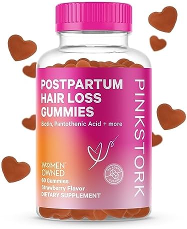 Pink Stork Postpartum Hair Loss Vitamin Gummies for Postnatal Women, Biotin Gummies for Hair Growth, Skin, and Nails, Scalp Health and Regrowth – Strawberry, 60 Count Pink Stork Postpartum Hair Loss Vitamin Gummies for Postnatal Women, Biotin Gummies for Hair Growth, Skin, and Nails, Scalp Health and Regrowth – Strawberry, 60 Count