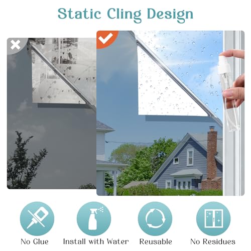 Image of Haton Window Tint for Home, One Way Film, Silver 29.5 inch x 157.4 inch