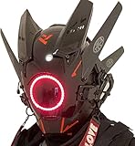 UTTXR Cyberpunk máscara casco Cosplay for hombres, futurista Punk Techwear, Halloween Cosplay Fit fiesta música Festival accesorios con luz