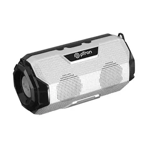 pTron Newly Launched Fusion Rock 16W Portable Bluetooth 5.0 Speaker with Dual Drivers, 6Hrs Playtime, Speaker for Phone/Laptop/Tablets, Aux/TF Card/USB Drive Playback & TWS Function (Silver/Black)