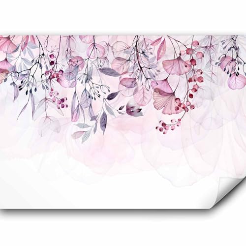 murando Fototapete rote Blätter 350x256 cm Vlies Tapeten Wandtapete XXL Moderne Wanddeko Design Wand Dekoration Wohnzimmer Schlafzimmer Büro Flur Efeu Natur Pflanzen wie gemalt b-A-0694-a-c