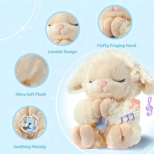 MyMateZoe Baptism Gifts for Boys, Catholic Christening, Baby Dedication & Baptismal Gift Set for Baby Boys & Kids, with 9" Musical Praying Lamb Plush Toy & God's Little Blessing Book in Keepsake Box by MyMateZoe - Image 5