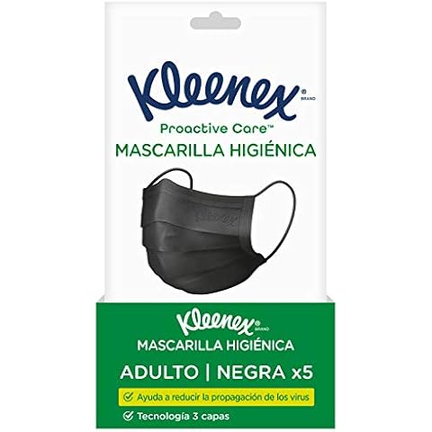 Kleenex Proactive Care 5 Hygiene Face Masks, Three Layer Filter Breathable Disposable Face Mask Cover