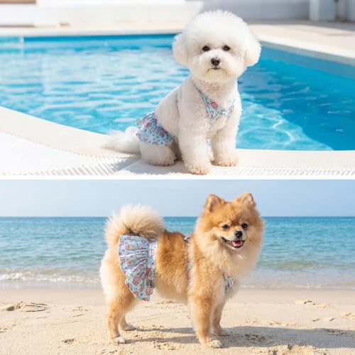 Image of CuteBone Dog Bikini Dress, Stylish Swimsuit Costume for Small Dogs, Comfortable & Adjustable Puppy Bathing Suit, Soft Outfit Pet Apparel for Beach, Pool and Summer Fun DB40XS