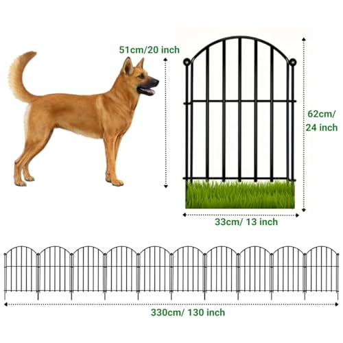 Image of ecofynd 2ft(H) X 11ft(L) Decorative Garden Fence, 10 Pack Dig Fence Animal Barrier for Dog, Arched Flower Bed Edging, Wire Border Panel for Dogs, Rabbits, Landscape Patio Yard Outdoor Decor, GF4