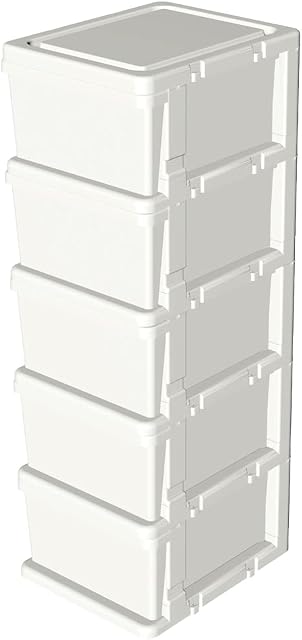 Cetomo Clearview Plastic 5 Storage Drawers, Storage Drawer Cart with 4 Caster Wheels for Home, Closet, Bedroom, Bathroom, Office, Laundry, Kitchen, and School Dorm, white, Set of 1