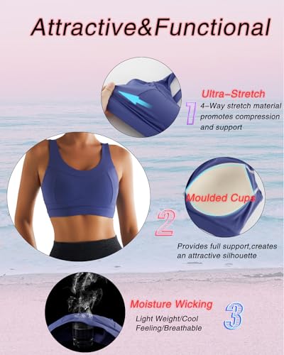 Image of RUNNING GIRL High Impact Sports Bras for Women,Racerback Running Bra Workout Crop Tank Tops Longline Sports Bra Push up
