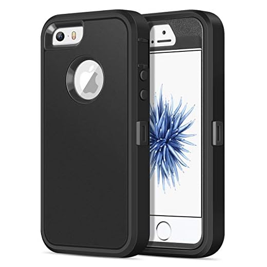 Jelanry for iPhone 5/ 5S/ SE 1st Generation (2016) Case Heavy Duty Rugged Shockproof Dual Layer Protective Shell Sports Anti-Scratches Non-Slip Bumper Hybrid Matte Armor Back Cover Phone Cases, Black