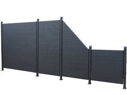 Preisvergleich Produktbild Prime Tech Poly-Rattan Sichtschutz / Zaun Set 9-teilig schwarz