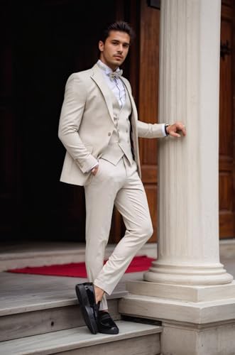 Mens Suit 3 Piece Double Breasted Suit Men Slim Fit Tuxedos Wedding Prom Groom Suits Set4