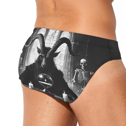Baphomet Satan Goat Mens Swim Briefs Quick Dry Swim Trunk Bikini Underwear Swimsuit3