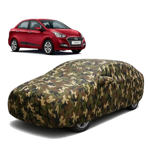 Image of Sulfar 100% Waterproof Car Body Cover Compatible with Mirror for Hyundai Xcent with Long Lasting Durable Material (Triple Stitched, Full Bottom Elastic, Camouflage Army)