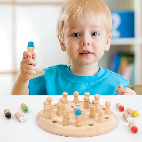 Sky Tech® Wooden Memory Match Stick Chess Game Set, Funny Block Board Game Children Learning and Educational Parent-Child Interaction Toy Brain Training Games for Kids