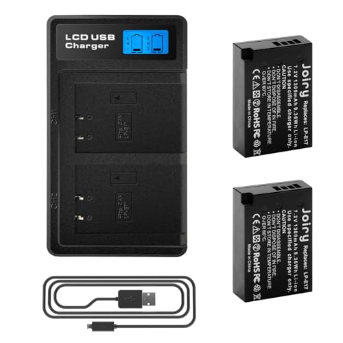 2 X LP E17 Batería de Repuesto y LCD Cargador Dual Compatible con Canon EOS 77D, EOS 750D, EOS 760D, EOS 8000D, EOS M3, EOS M5, EOS M6, EOS Rebel T6i, EOS Rebel T6s, Kiss X8i