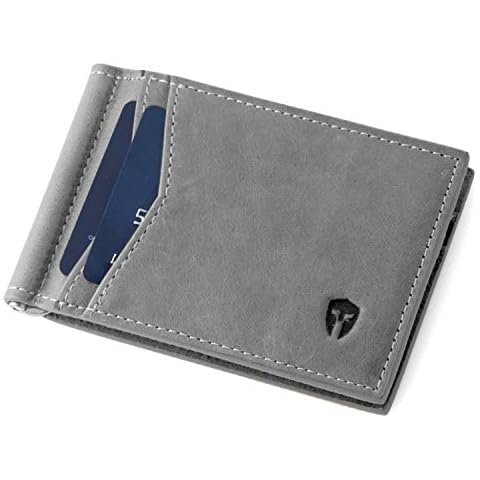 Bryker Hyde RFID Blocking Slim Minimalist ID Outside Front Pocket Wallet, Money Clip, 9 Slots, Leather (Slate Gray) Cover