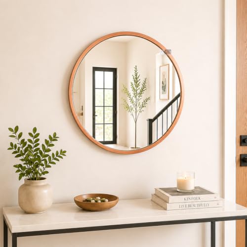 Image of Ali.G.I Round Wall Mirror, Modern Metal Framed Decorative Circle Vanity Mirror for Bathroom, Living Room, Bedroom & Entryway (Rose Gold 20 inch)