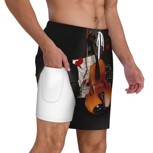 Short de bain homme séchage rapide imprimé partition violon été - 3