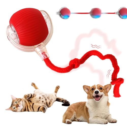 JUNENTER インタラクティブ ローリング キャット ドッグ ボール 2025年アップグレード 自動犬用おもちゃ インタラクティブ キャット おもちゃ 360° スマート ローリング ボール おもちゃ 犬/猫用 電動ボール (グリーン)(Red)