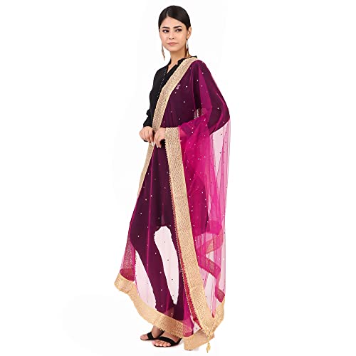 Image of Traditions Bazaar Women's Net Zari Border Dupatta
