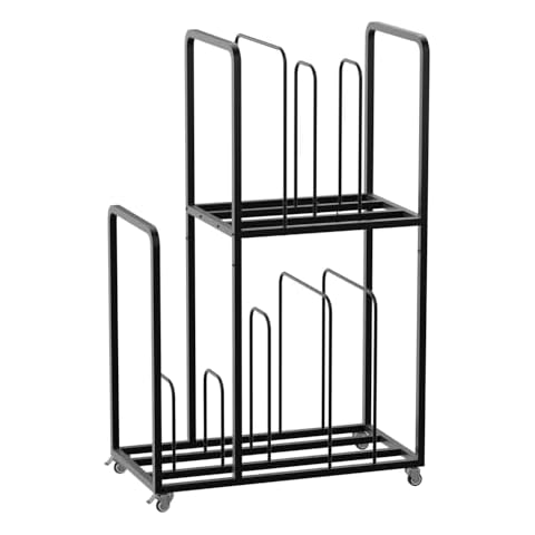 ikare Art Canvas Storage Rack,2 Tier Art Storage,Metal Canvas Rack Art Storage with Handle & Caster Wheels,Canvas Rack for Art Studio,Gallery,Classrooms Cover