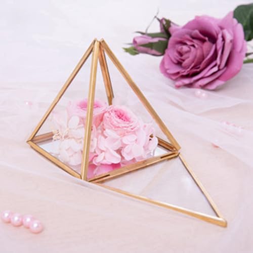 Boîte décorative géométrique dorée en verre, le cadeau de mariage idéal