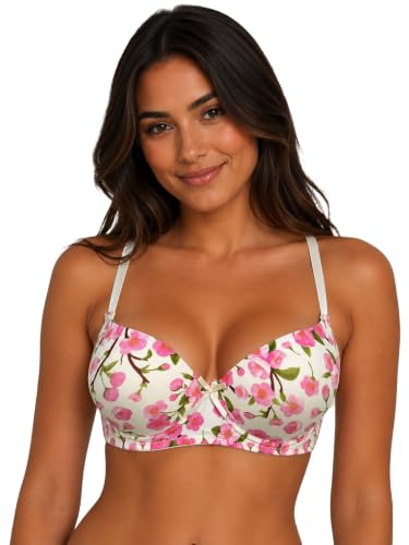 Image of Viola's Secret 6 Pack of Color Print T-Shirt Bras B Cup C Cup and D Cup