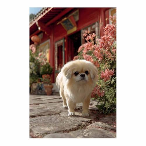 WUFIEA Impresiones de Lienzo de Animale Lindo,Impresión En Lienzo De Perro Deambulando por callejuelas Imagen sobre para Decoración del Hogar Oficina（beige-40x60cm Sin marco