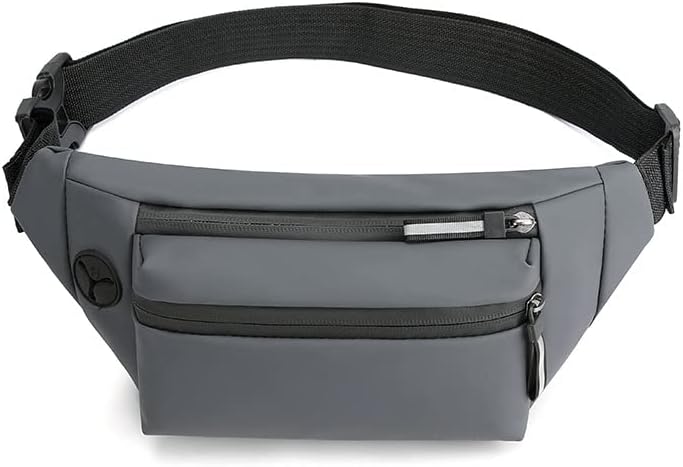 ketmart Mens and Women Fanny Pack Wasit Bag with Triple Pockets Design Adjustable Large Size Belt Water-Resistant for Men Women Running Workout Hiking Travel Outdoor Picnic. (Gery)