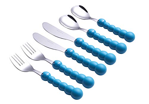 Exzact Children Cutlery 6pcs Stainless Steel, Kids Toddler Silverware- 2 x Forks, 2 x Dinner Knives, 2 x Dinner Spoons - BPA Free, Dishwasher Safe (Caterpillar x 6)