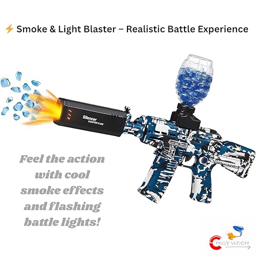Image of Electric Gel Ball Blaster Toy Gun for Kids | Splatter Ball Gun with Water Gel Beads, Smoke & Lights | Automatic Shooting Toy Outdoor Game for Boys | Best Gift for Children