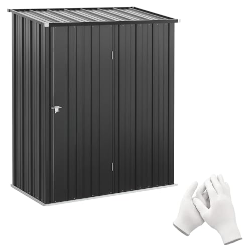 Outsunny Gerätehaus 1,34 m² Geräteschrank mit Pultdach abschließbar Gartenhaus Geräteschuppen aus verzinkter Stahl 161,5 x 94,5 x 196 cm Schwarz