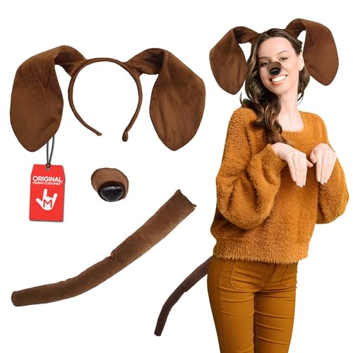 Nicky Bigs Novelties Brown Dog Nose Headband with Bendable Ears and Tail - Unisex Dog Ear Costume Adult Accessory, One Size