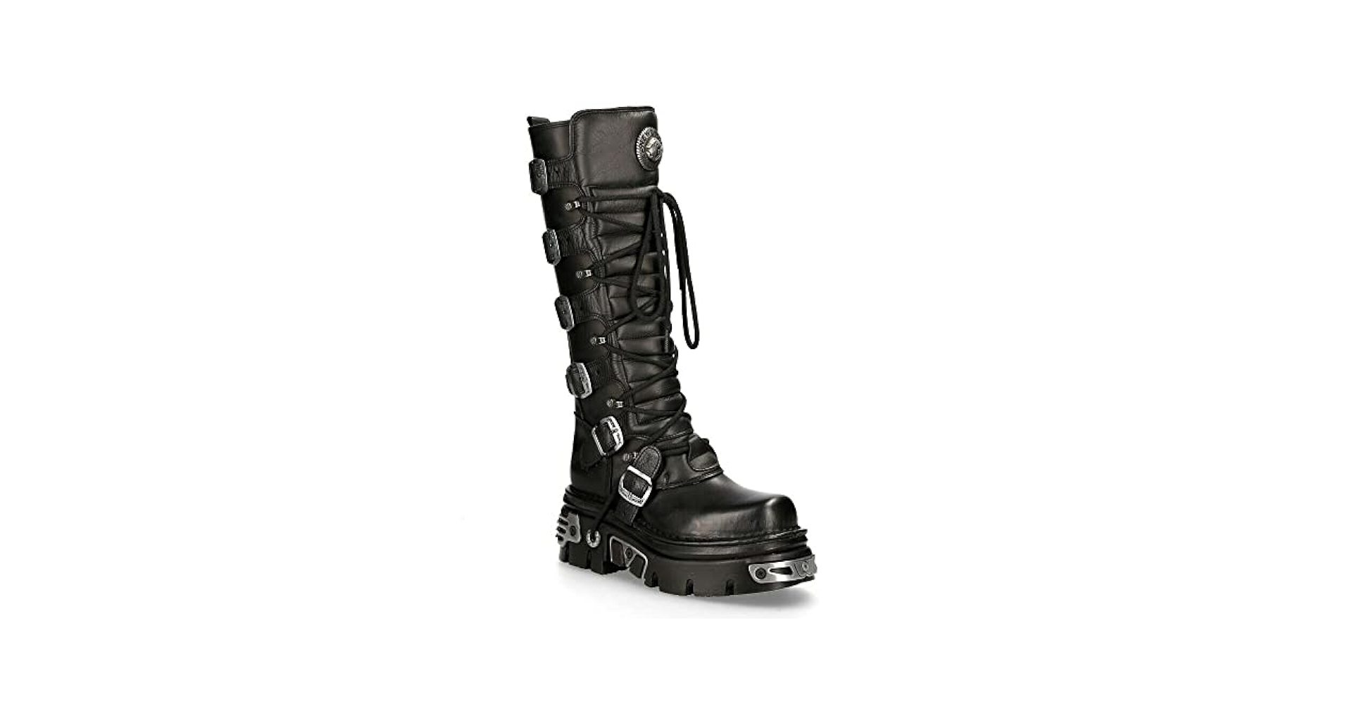 Amazon.com | New Rock Women's 272-S1 Metallic Black Leather