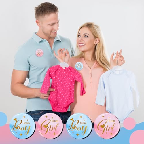 Gender Reveal Pins 60Pcs 4.4cm - Team Boy or Girl Gender Reveal Button Pins Party Favors Games Decorations Ideas Party-1.75 Inch