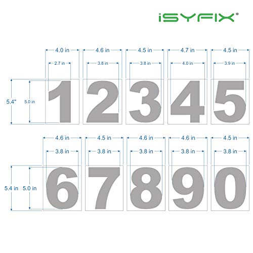 image for iSYFIX Silver Chrome Vinyl Numbers Stickers – 5 Inch Self Adhesive (