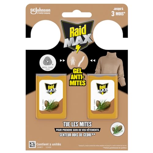 Raid Max Gels Anti-Mites Parfum Bois De Cèdre - 2 Gels