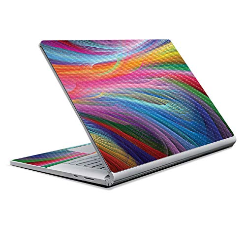 Image of MightySkins Carbon Fiber Skin for Microsoft Surface Book 2 13 inch (2017) - Rainbow Waves,Protective, Durable Textured Carbon Fiber Finish,Easy to Apply, Remove, and Change Styles,