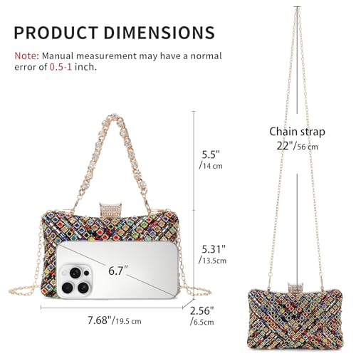 Image of RNIEGA Rhinestone Clutch Purse for Women Sparkly Evening Handbag Bridal Purse Crossbody Shoulder Bag with Detachable Chain