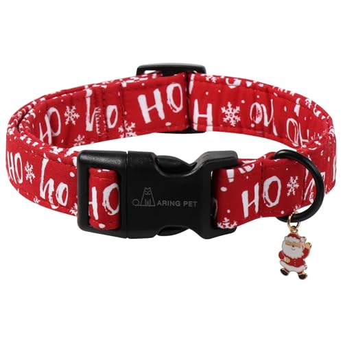 ARING PET Weihnachten Hundehalsband, Niedliche Schneeflocken Hundehalsband mit Schnellverschluss aus Kunststoffschnalle, Winter Bequemes Baumwoll Halsband für Jungen und Mädchen Hunde
