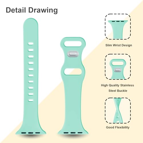 Image of Slim Band Compatible with Apple Watch Bands 38mm 40mm 41mm 42mm 44mm 45mm 46mm 49mm for Women Men,Soft Thin Narrow Silicone Sport Strap Wristbands for iWatch Series 11 10 9 8 7 6 5 4 3 2 1 SE Ultra Tiff Blue