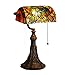 Produktbild HHYHOME 10 Zoll Tiffany Stil Tischlampe Banker Lampe Buntglas Libelle Rose Schreibtisch Licht Vintage Antike Tisch Licht für Büro Wohnzimmer Schlafzimmer Handgemachtes Geschenk