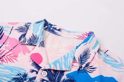 Image of Betusline Girls' and Womens' Hawaiian Shirt Blouse Button Down Beach Shirts | Casual breathable and comfortable Short Sleeve V-Neck Floral Tropical Blouse