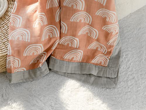 Soft Muslin Quilt Baby Blanket, Bamboo Rainbow Print Boho Toddler Blanket - Oversized 47" X 47" - 2 Layers Muslin Crib Blanket For Boys And Girls (Rainbow Print -2) #TOP3