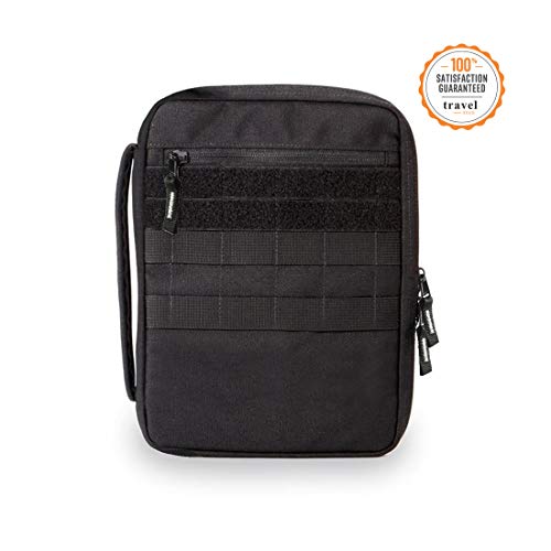 Image of Polyester Canvas Unisex 10.5 inch IPad Pro EDC Note Case With Molle-Web Multiple Compartments Black