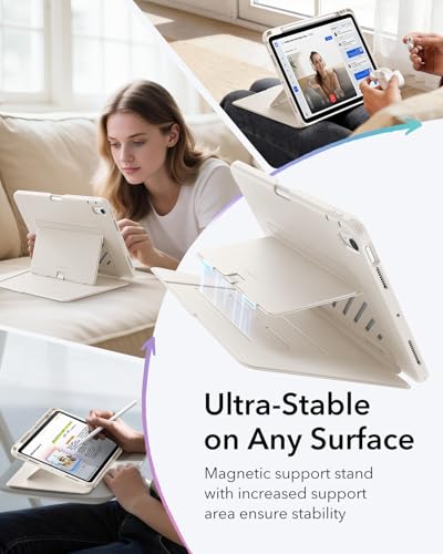 Image of ESR for iPad Air 11 Inch Case M4 /M3 /M2 (2026 /2025 /2024), iPad Air 5th /4th Gen (2022 /2020), Vertical Stand Cover, Multi Stand Angles, Ultra-Stable Case with Pencil Holder, Flip Series, Starlight